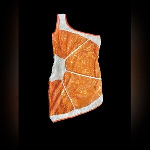 Orange sequin tube dress, orange slice costume